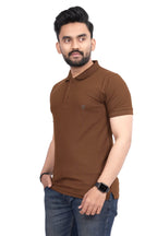 More & More MenS Solid Regular Fit T-Shirt (Bb Polo Brown