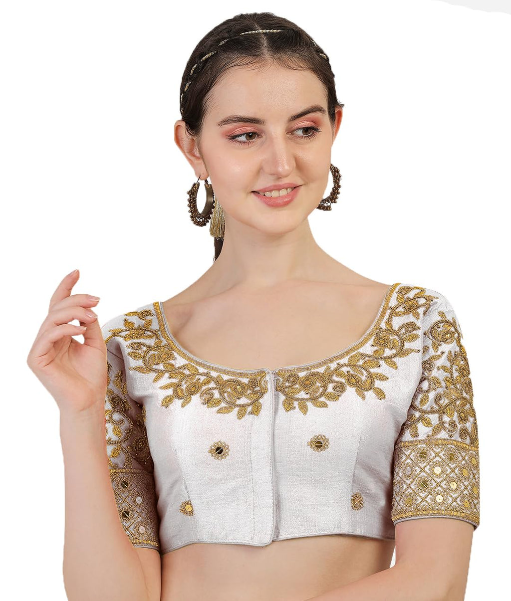 Pujia Mills Blouse Readymade Stylish Design Half Sleeve Blouse Readymade maggam Work Blouse Saree Blouse Readymade Parrot Blouse