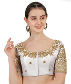 Pujia Mills Blouse Readymade Stylish Design Half Sleeve Blouse Readymade maggam Work Blouse Saree Blouse Readymade Parrot Blouse