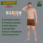 PRAKASAM COTTON -Marlow Mens 100% Pure Combed Cotton Outer Elastic Pocket Trunks (Pack of 2)