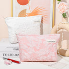 SOIDRAM 2 Pieces Flower Makeup Bag Large Floral Cosmetic Bag Capacity Canvas Travel Toiletry Bag Organizer Cute Makeup Brushes A