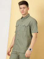 Thomas Scott Mens | Half Sleeve | Double Pockets | Solid | Regular Fit Plus Size | 100% Cotton | Spread Collar | Casual Shirts (