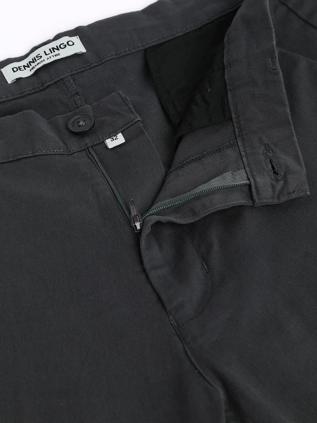 Dennis Lingo Solid Cotton Mens Casual Trouser, Tapered Fit, Mid Rise, Stretchable Ankle Length Chino Trousers Charcoal Grey