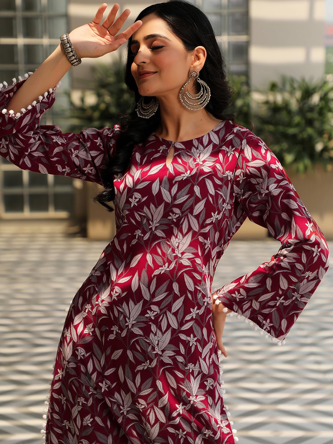 Libas Women'S Pure Cotton Printed Kurta Set (357470R Rust