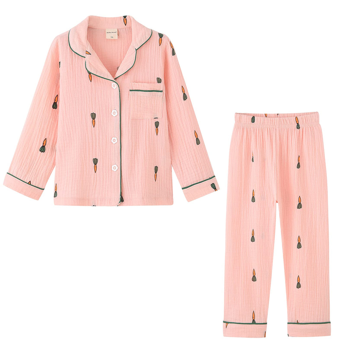 Toddler Baby Girl Pajama Set, Boys Long Sleeve Sleepwear 2 Piece Pjs Set for Kid Cotton Loungewear (3T7T), Light Pink Carrot, 4 4