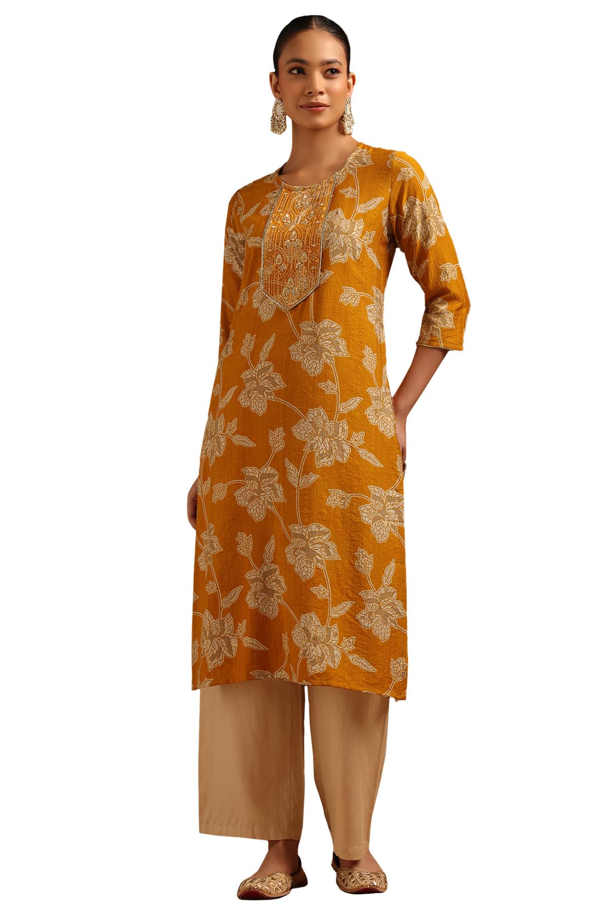 Soch Women Chanderi Floral Embroidered Kurta