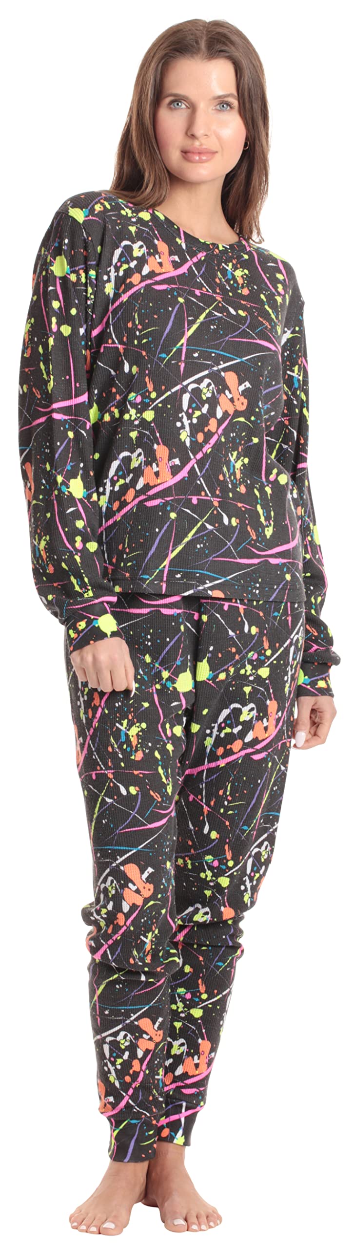 Just Love Womens Tie Dye Two Piece Thermal Pajama Set 6962-10682-XXL