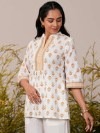 Libas WomenS Pure Cotton Printed Straight Kurtis (26866_White