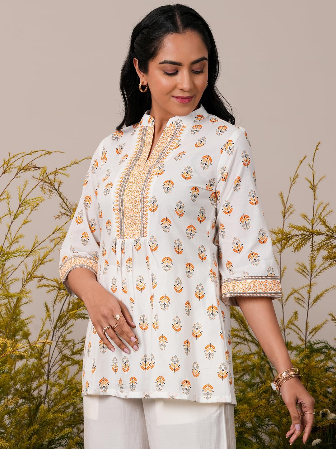 Libas WomenS Pure Cotton Printed Straight Kurtis (26866_White