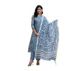 Modestouze Attires WomenS Rayon Blend Floral Printed Salwar Suit Set | V Neck 3/4 Sleeve Calf Length Kurta And Dupatta With Pri