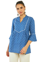 Soch Women Blue Cotton Floral Tunic(8907715937374_Blue_Xl)