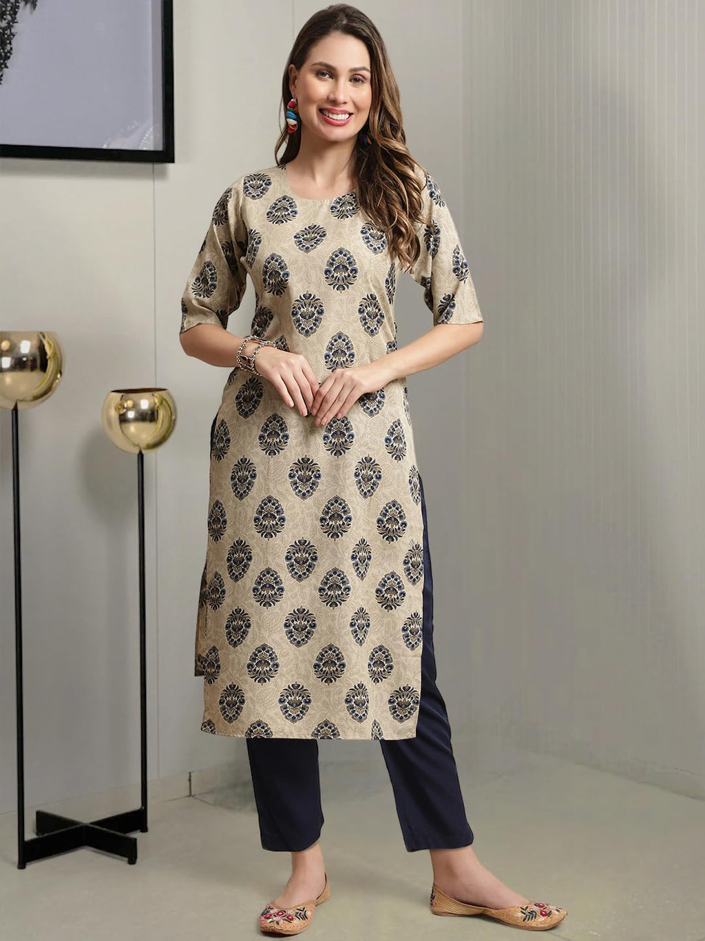 Tee Projekt Crepe Printed Kurta & Pant Set For Women Ethnic Wear Casual Wear Kurta Set