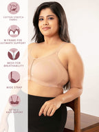 NYKD by Nykaa Womens Full Support M-Frame Heavy Bust Everyday Cotton Bra | Non-Padded | Wireless | Full Coverage| Bra, NYB101, S