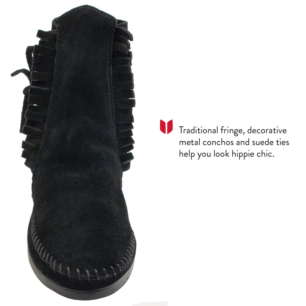 Minnetonka Women's Two Button Boot,Black,9.5 M US