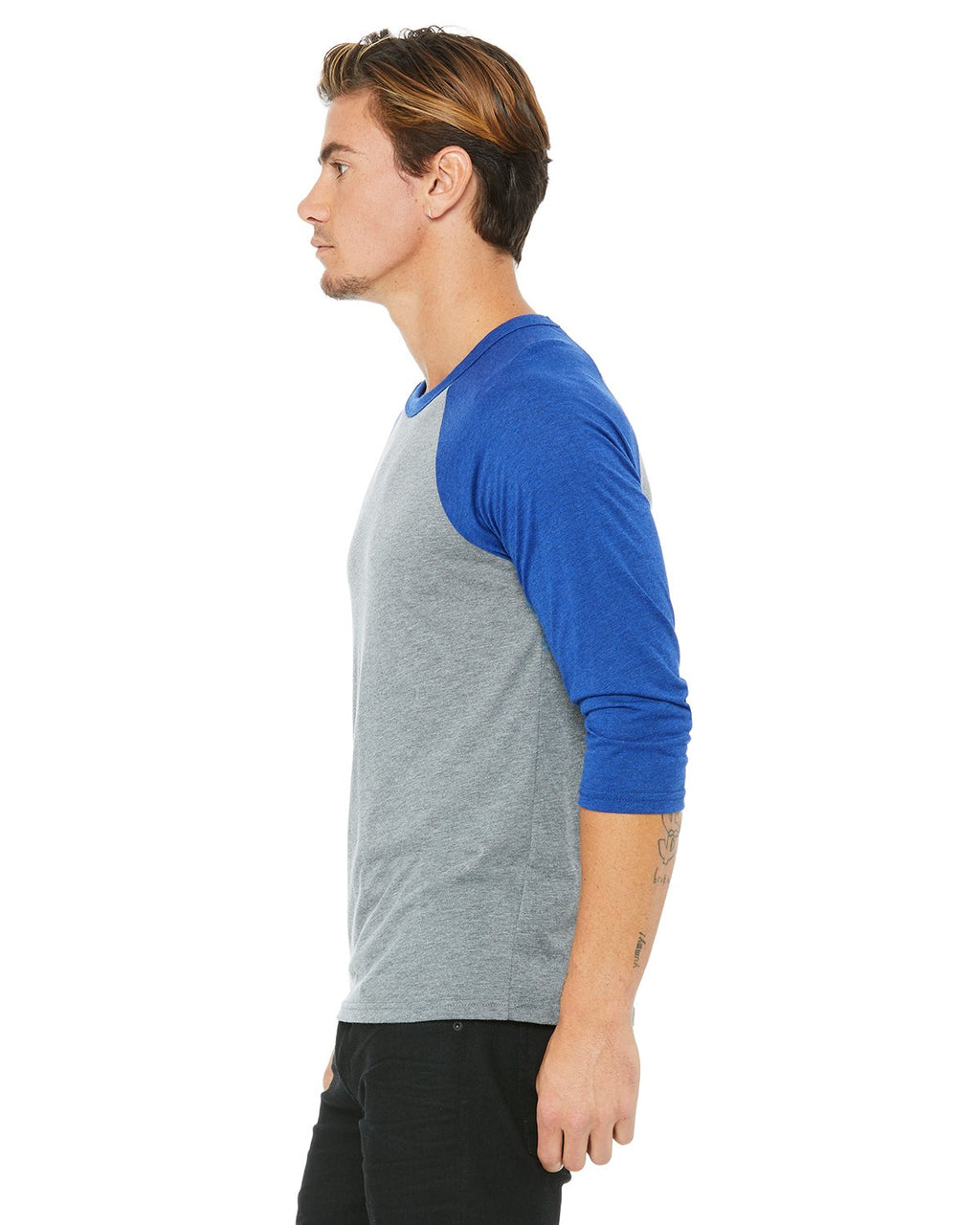 Unisex 34-Sleeve Baseball T-Shirt - gRY cHR BLK TRB - S(D0102H7WgDX)