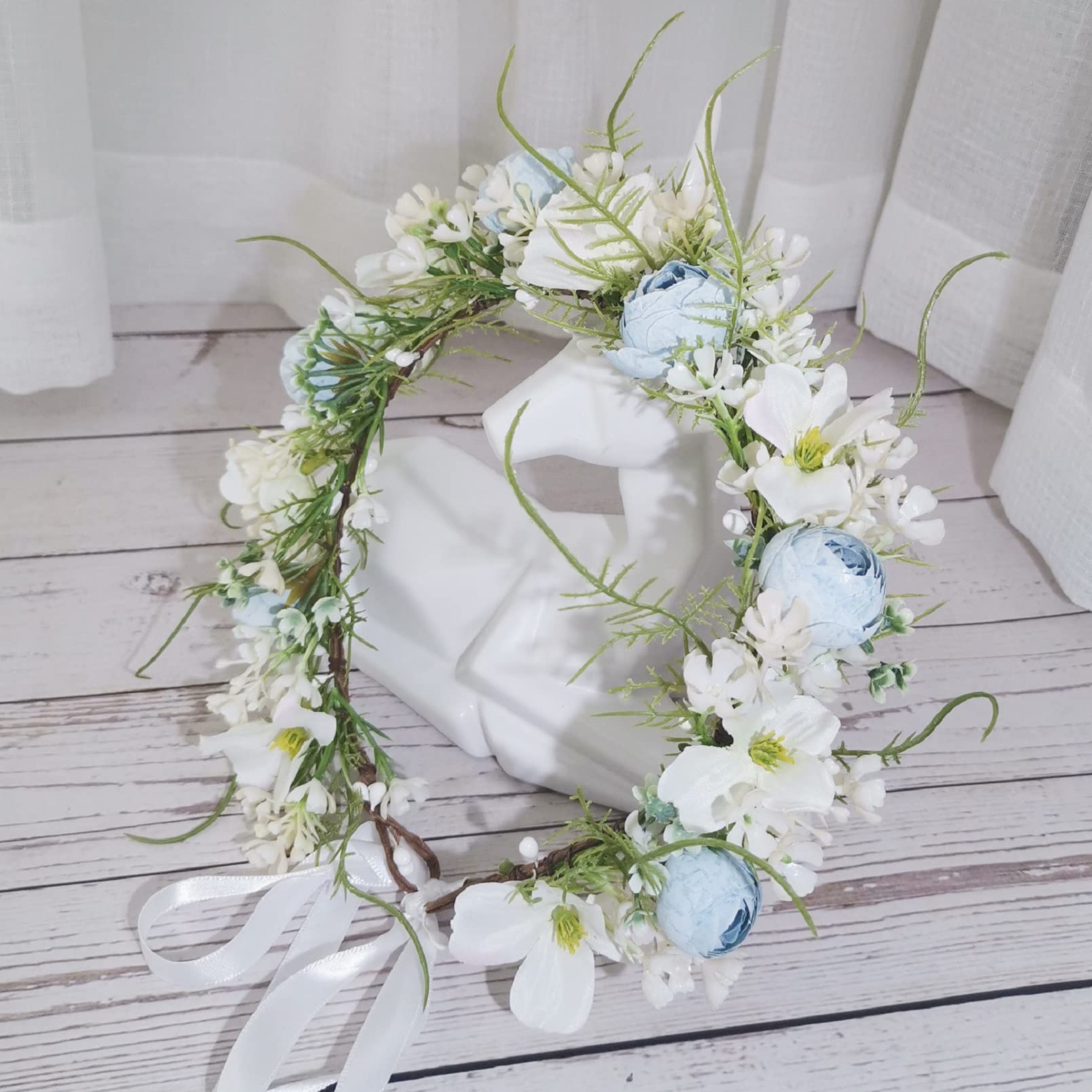 Floral Fall Camellia Flower Crown Rose Headpiece Wedding Bridal Flower Girl Halo Maternity Photo Props FL-03 (Ivory)