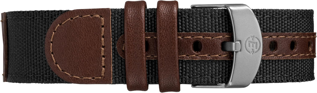 Timex Men's Expedition Acadia 40mm Watch - Black Case Black Dial with Black & Brown Leather & Fabric Strap