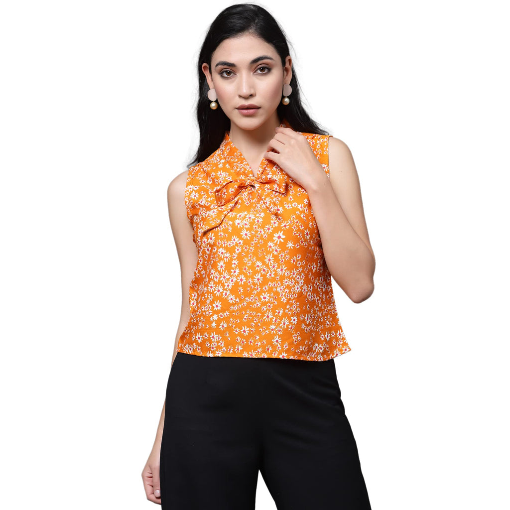 OOMPH! Sleeveless Tops for Women, Orange - mt469