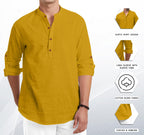 Royalscout Men Cotton Blend Full Sleeve Short Kurta Gold