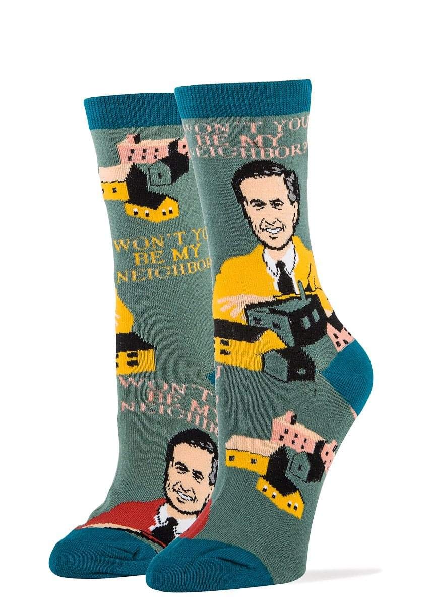 Mister Rogers Neighborhood Be My Neighbor Women's Crew Socks, Small/Medium