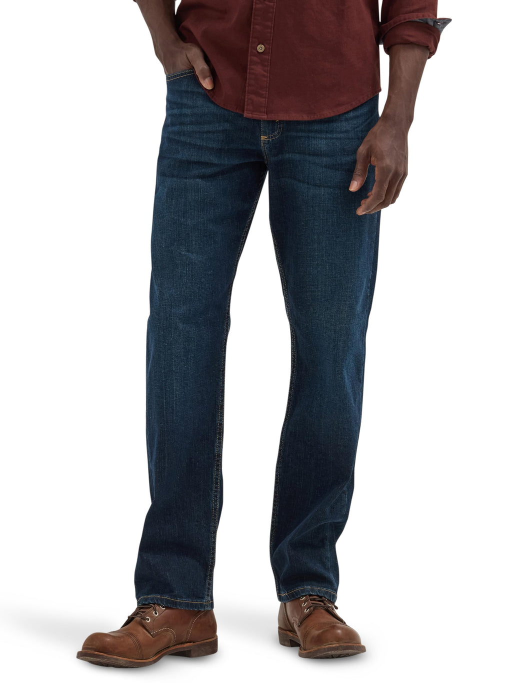 Wrangler Men's Free-to-Stretch Relaxed Fit Jean, Blackened Indigo