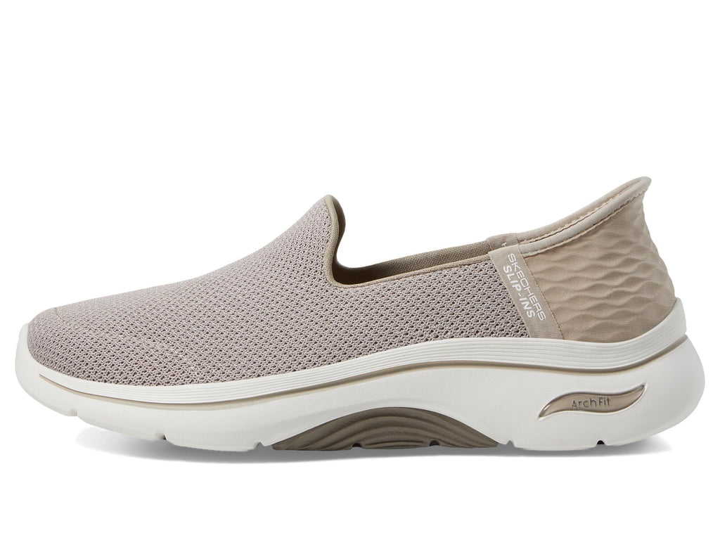 Skechers Women's Go Walk Arch Fit 2.0 Delara Hands Free Slip-Ins Sneaker, Taupe, 9