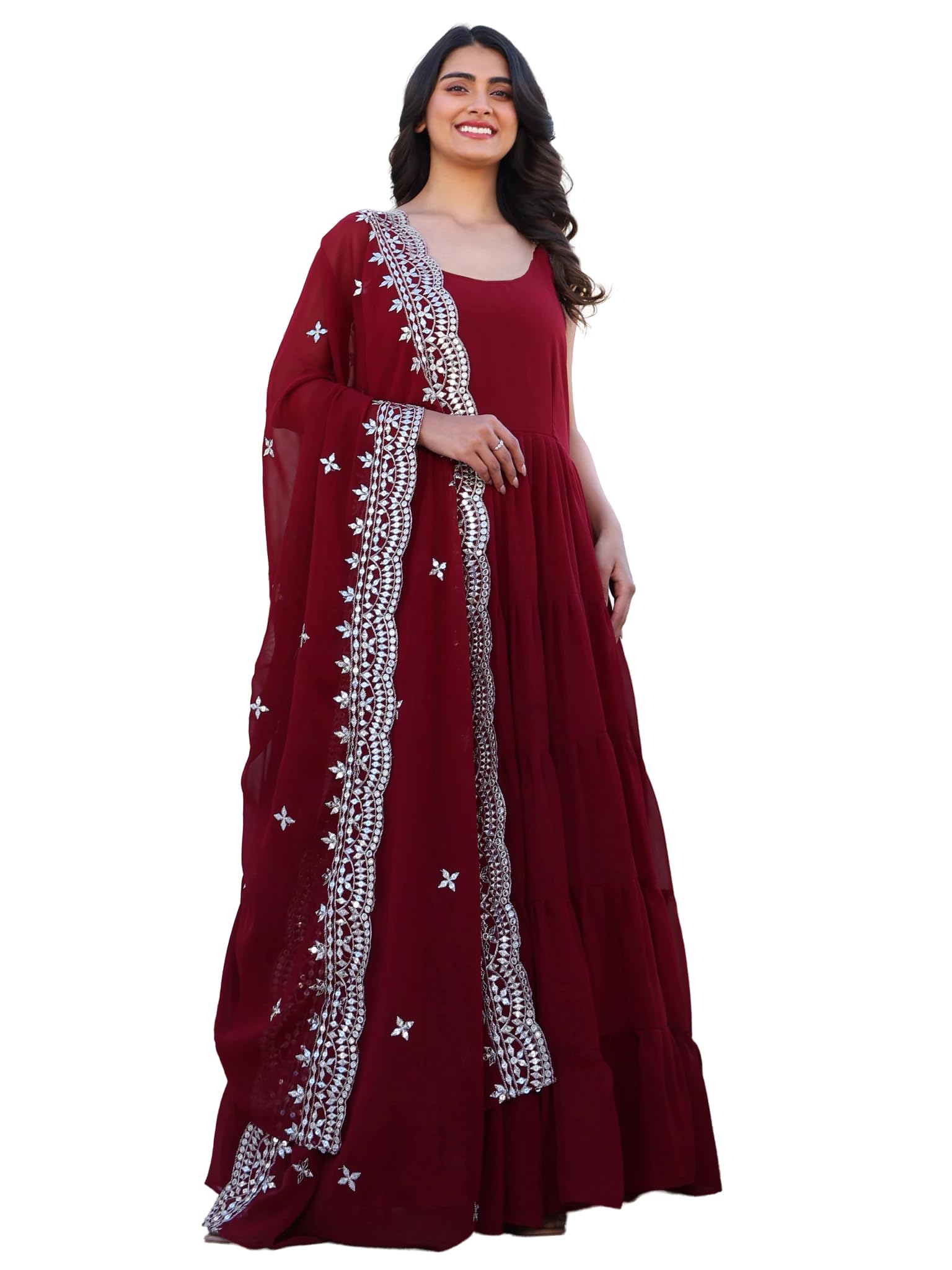 Fashion Basket Pink Georgette Anarkali Kurta For Women
