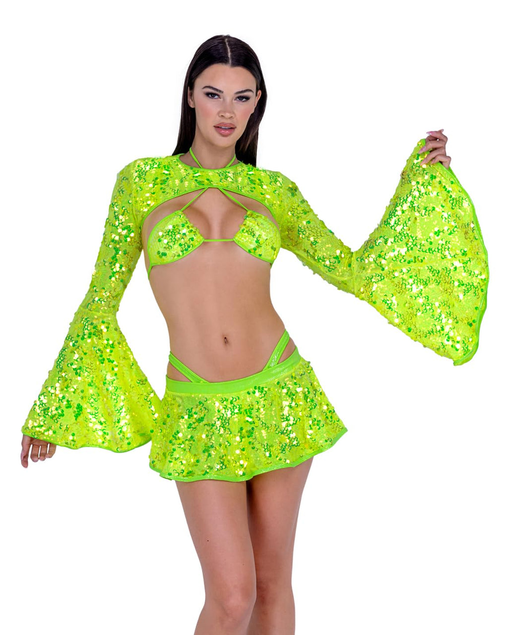 6541 - Sequin Bell Sleeve Shrug