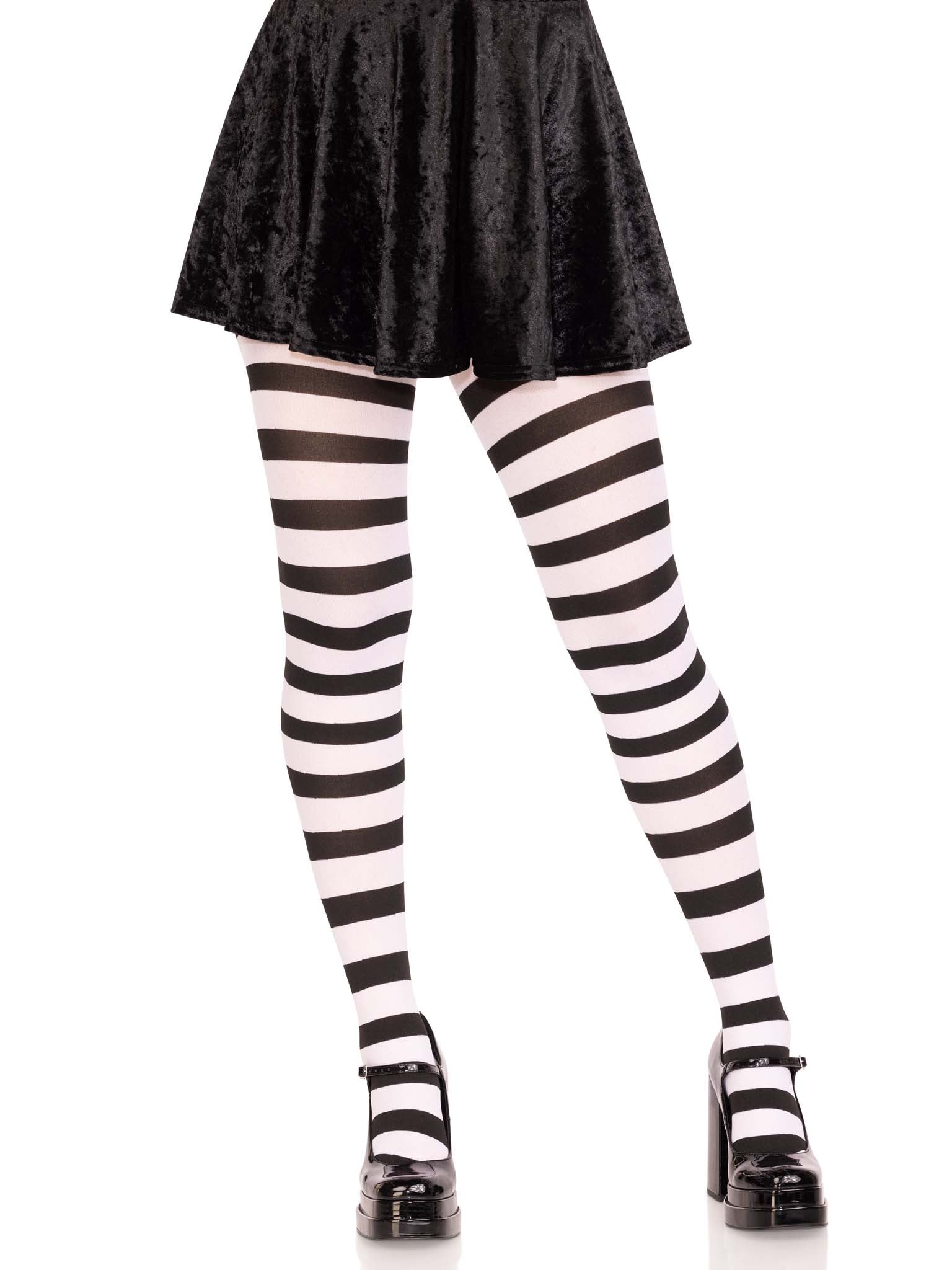 Wide Stripe Opaque Tights O/S
