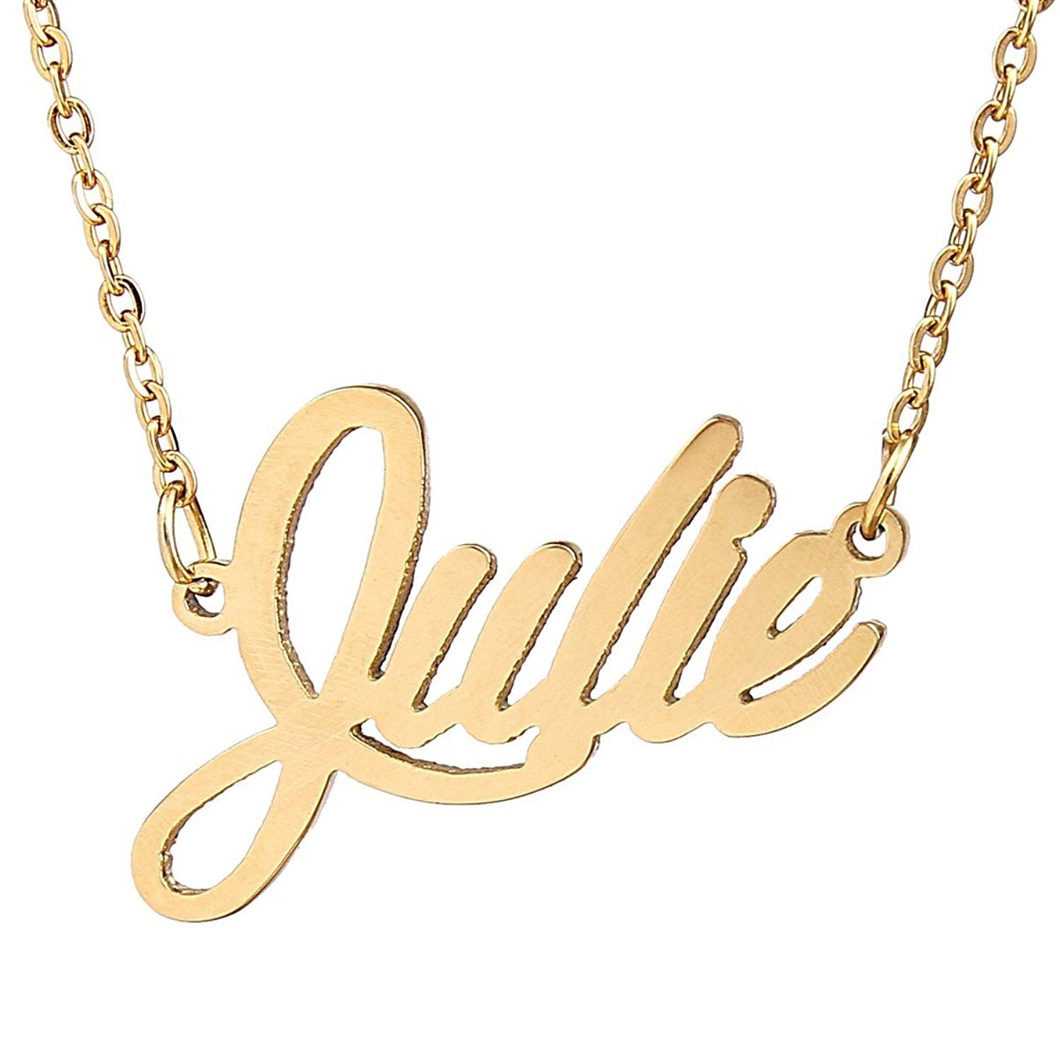 HUAN XUN Gold Color Plated Name Necklace Christmas Gift Jewelry Charm, Julie