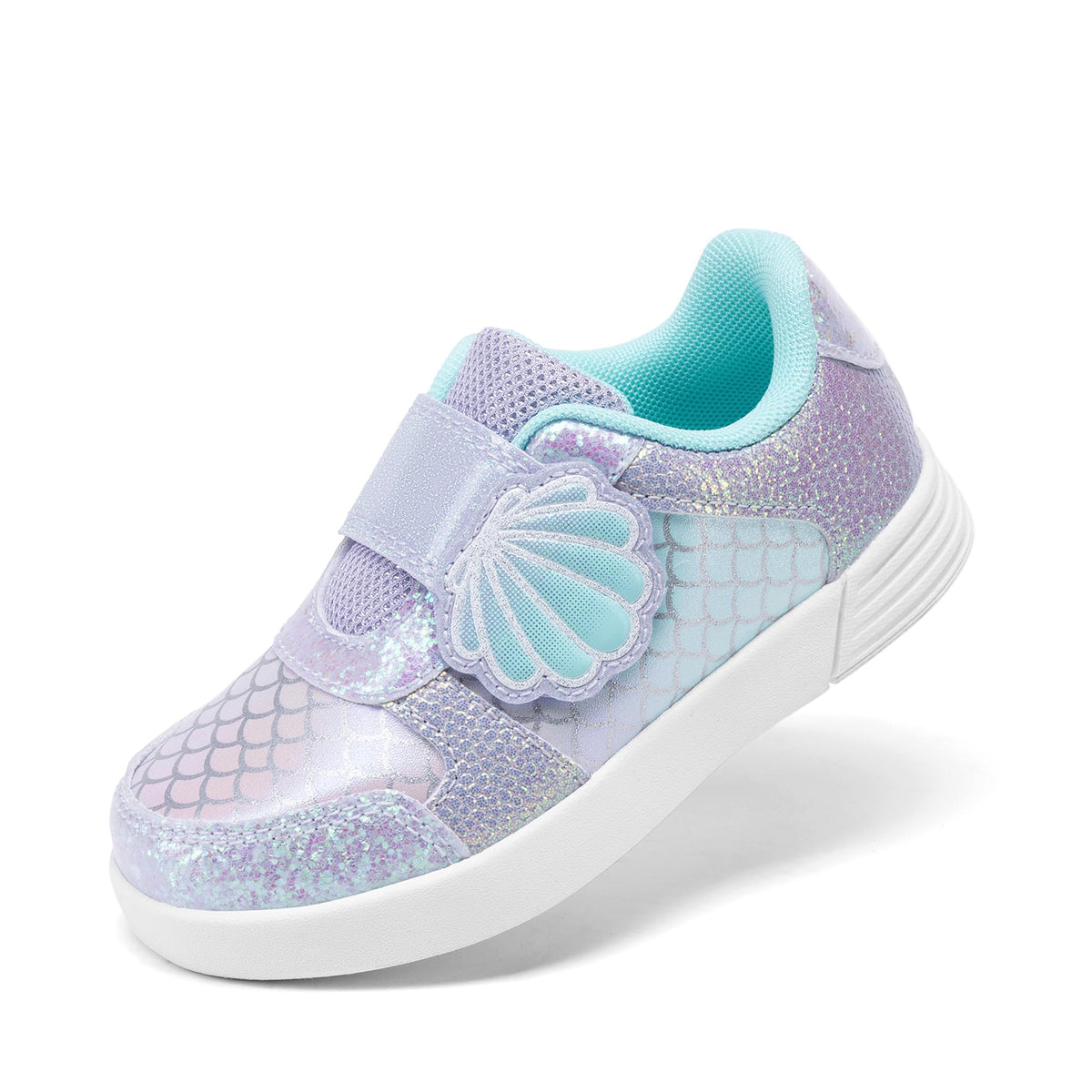 DREAM PAIRS Toddler Girls Sneakers Sparkly Shiny Lightweight Comfortable Hook and Loop Casual Walking Little Kids Shoes, Purple/ 8.5