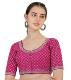 Pujia Mills Womens Heavy Silver Jari Thread Readymade Blouse for Saree Lehenga (Rani, 36)