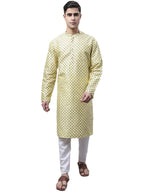 Jompers Mens Printed Silk Blend Kurta Pyjama Set