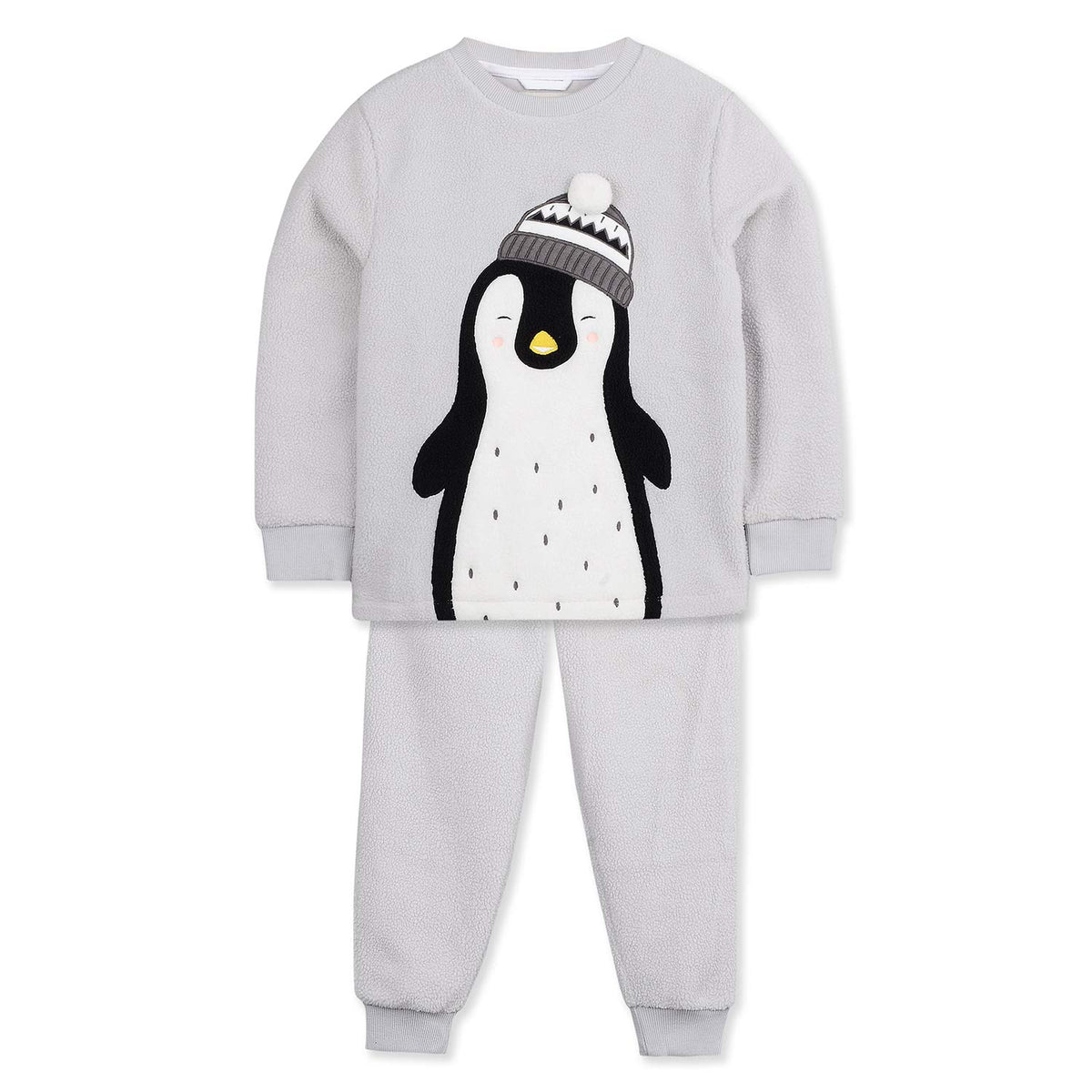 Cherry Crumble Grey Applique Cotton Blend Full Sleeves Round Neck Night Wear Regular Fit Applique Winter Nightsuit for Boys and  18-24