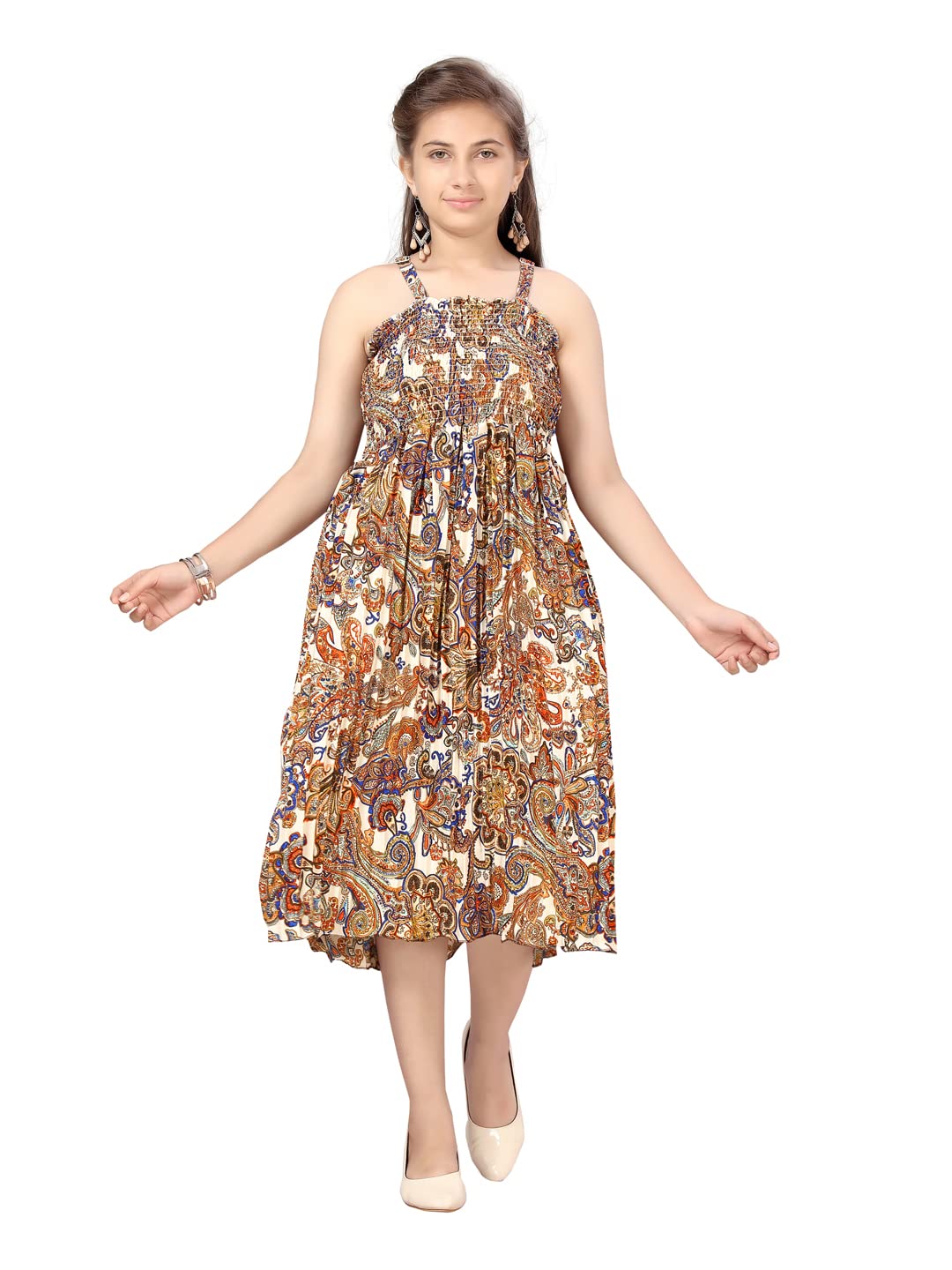 Aarika Girls Georgette Skater Knee-Length Dress (MD-A-22537_Multi_36) Multicolour
