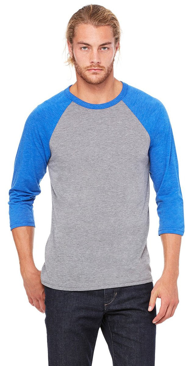 Unisex 34-Sleeve Baseball T-Shirt - gRY cHR BLK TRB - S(D0102H7WgM8)