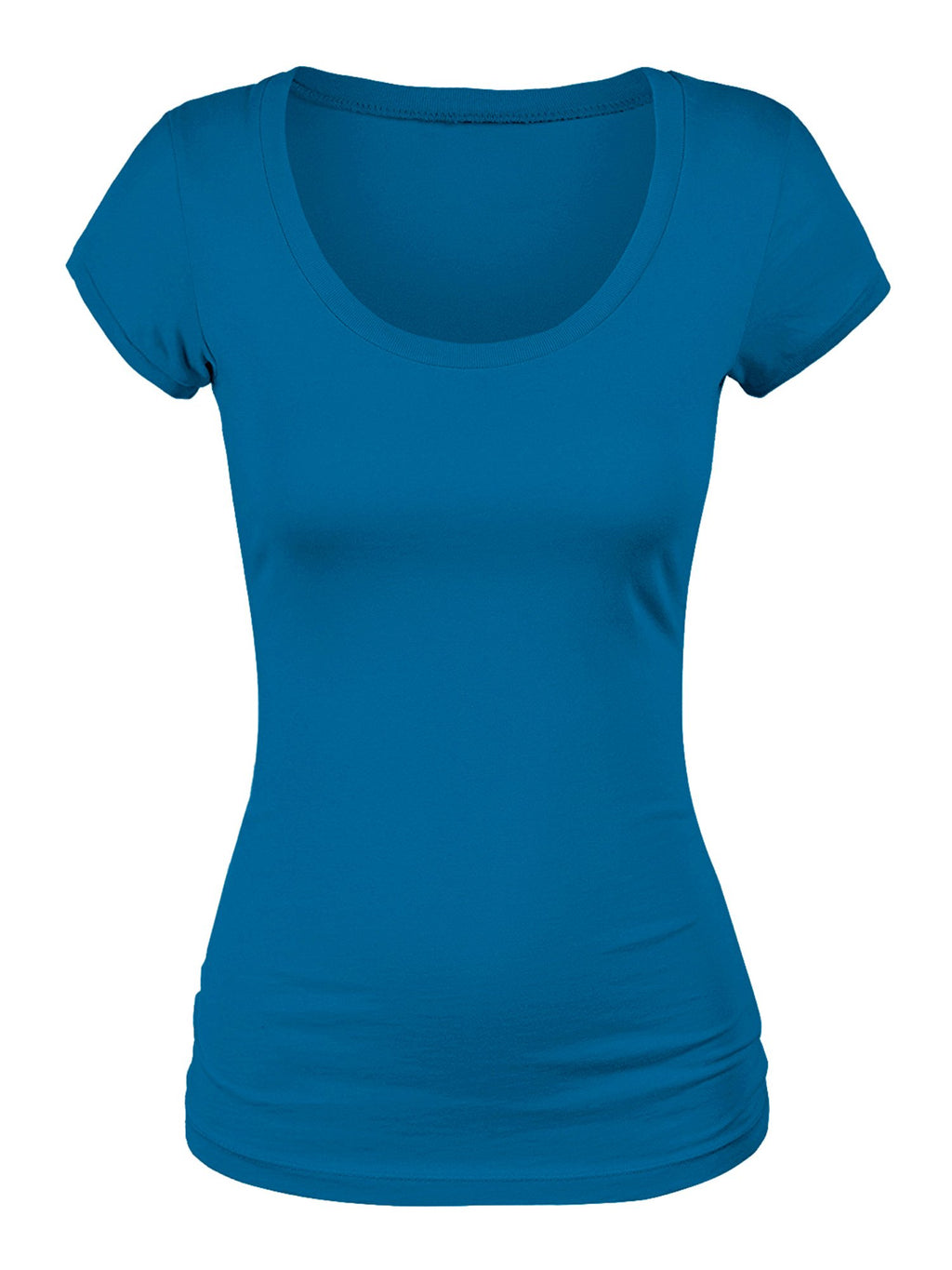 Emmalise Women's Short Sleeve Tshirt Scoop Neck Tee Shirt (Medium, Sea Teal)
