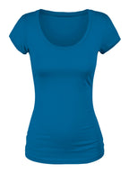 Emmalise Women's Short Sleeve Tshirt Scoop Neck Tee Shirt (Medium, Sea Teal)