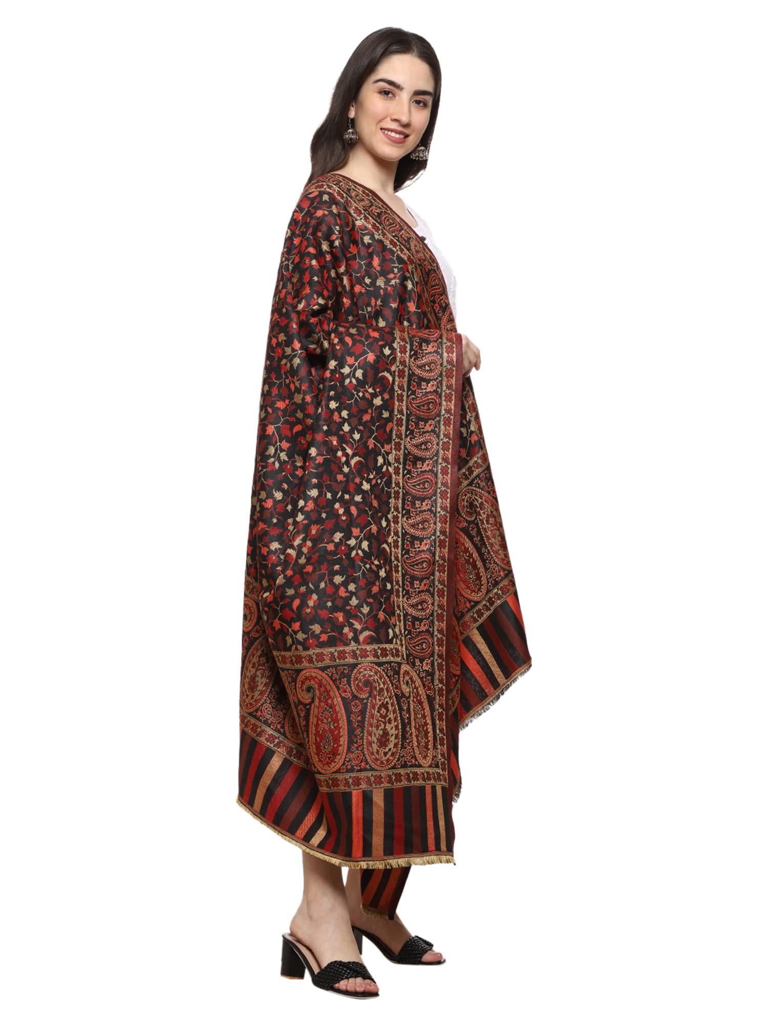 Weavers Villa Womens Kashmiri Woven Acro Wool Paisley Kani Ladies Shawl, 100cm x 200cm