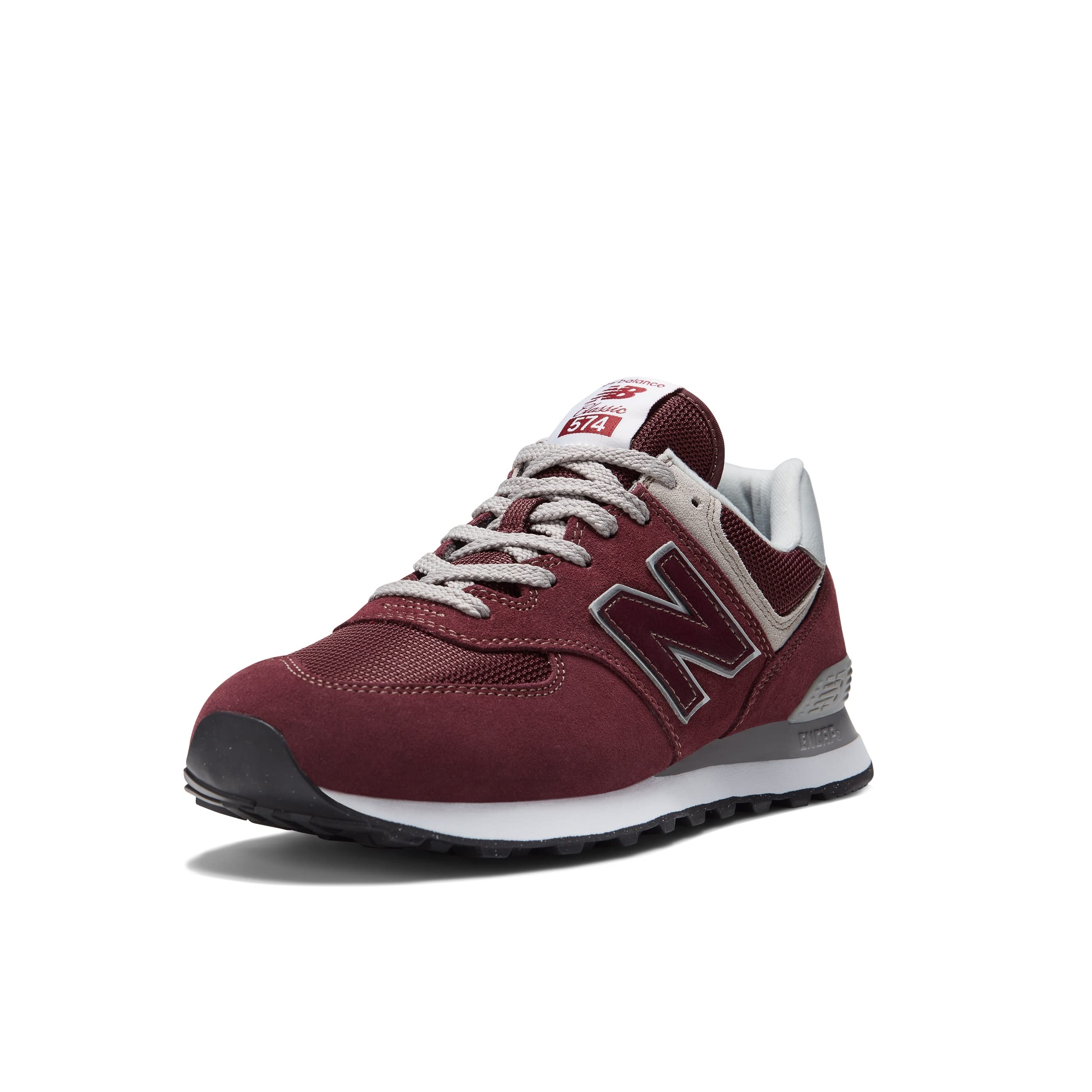 New Balance Men's 574 Core Sneaker, Burgundy/White, 9