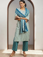 Libas WomenS Silk Blend Kurta Set (35300_Beige