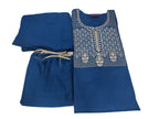ANNI DESIGNER Womens Cotton Blend Straight Solid Kurta with Palazzo & Dupatta (Just New Cerosin_XXL_Blue_XX-Large)