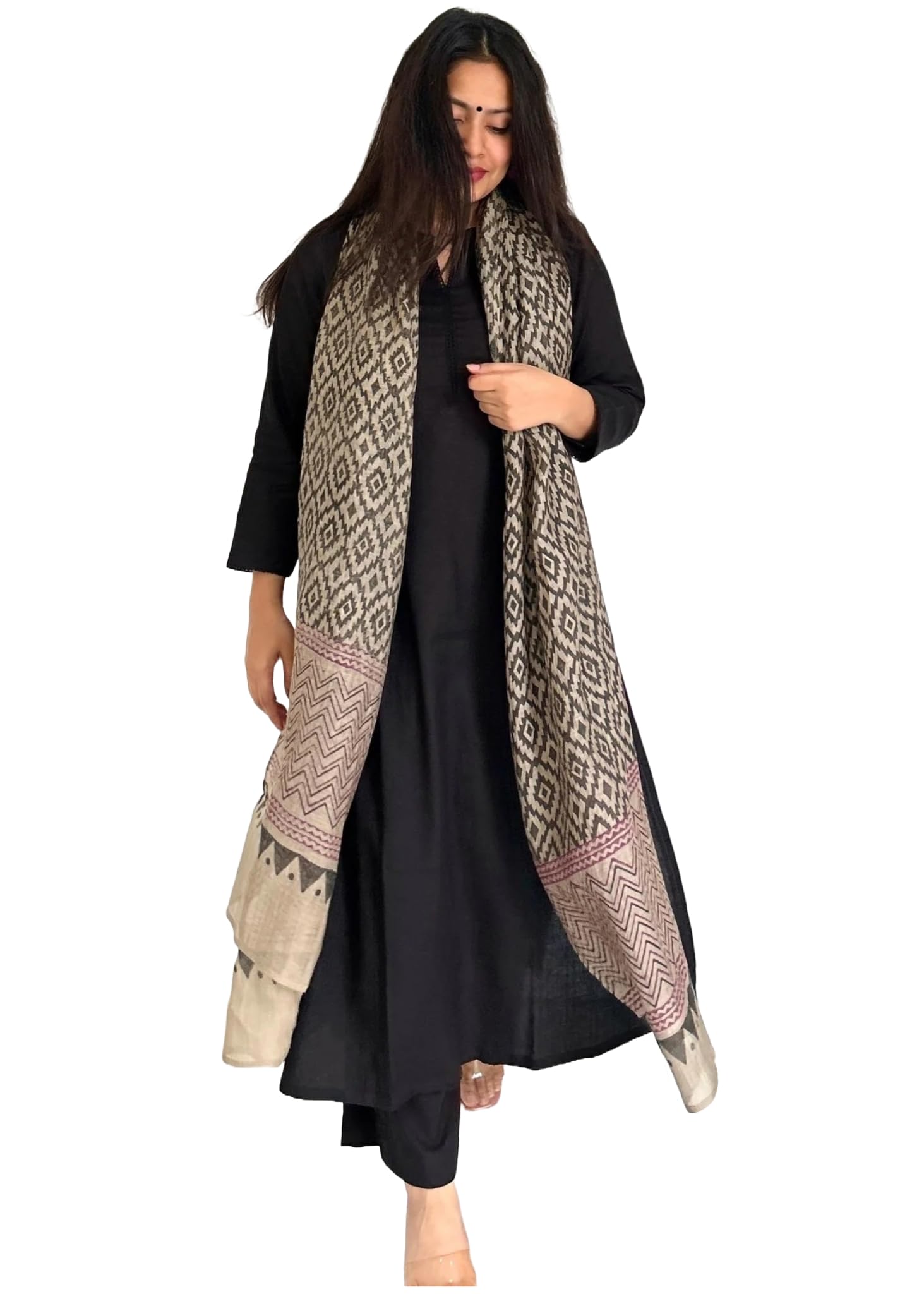 ANNI DESIGNER Womens Rayon Blend Straight Solid Kurta with Pant & Dupatta (Jamana Black_XL_Black_X-Large)