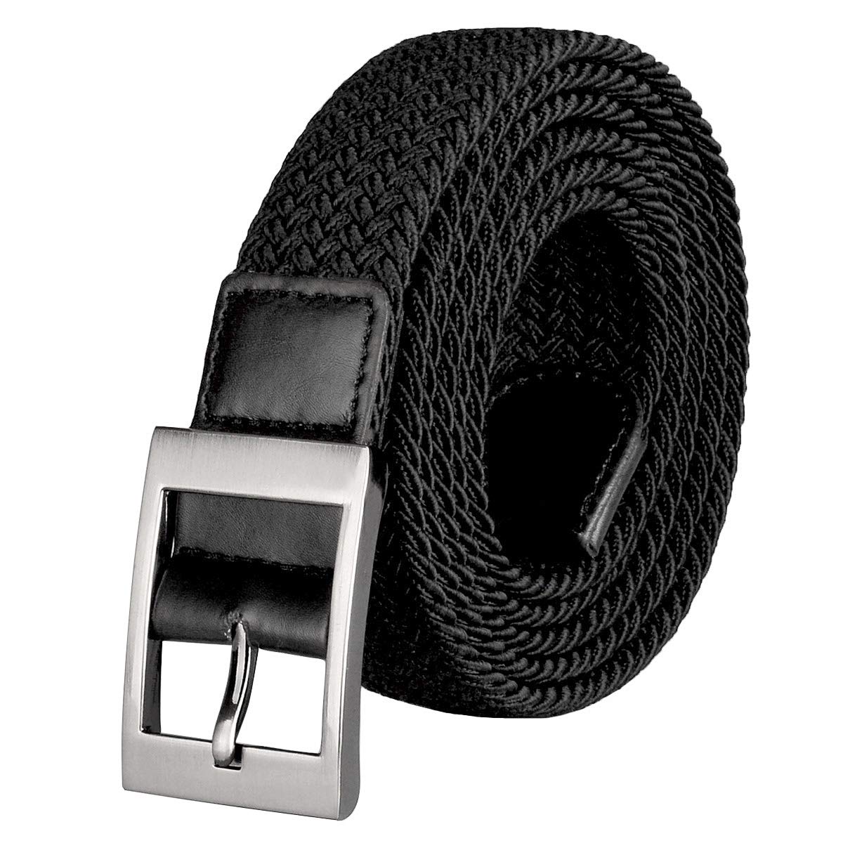 Drizzte Plus Size 55 Long Stretch Elastic Big Mens Braided Belt Black 5547-50