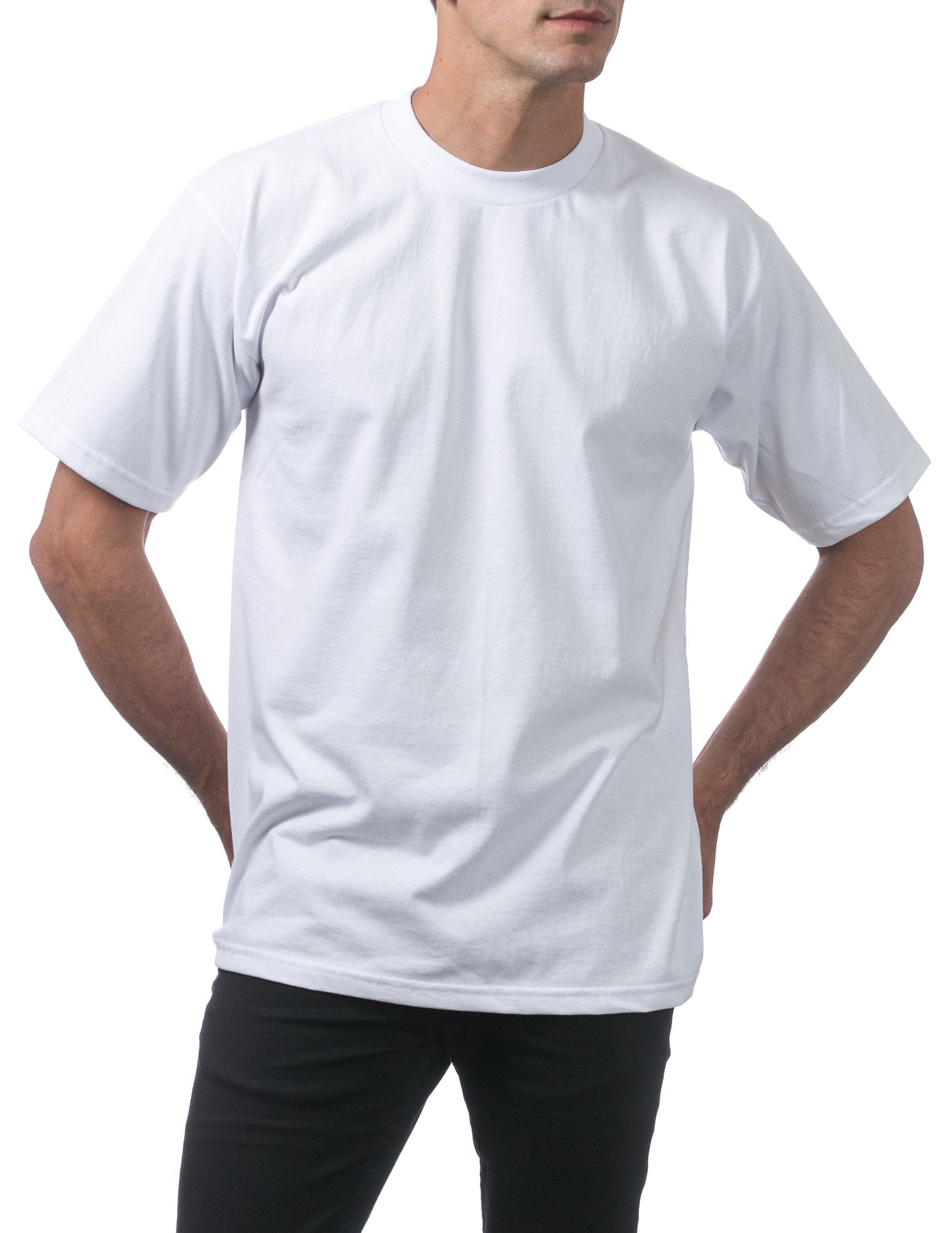 Pro Club Men's Heavyweight Cotton Short Sleeve Crew Neck T-Shirt, White, 2X-Large