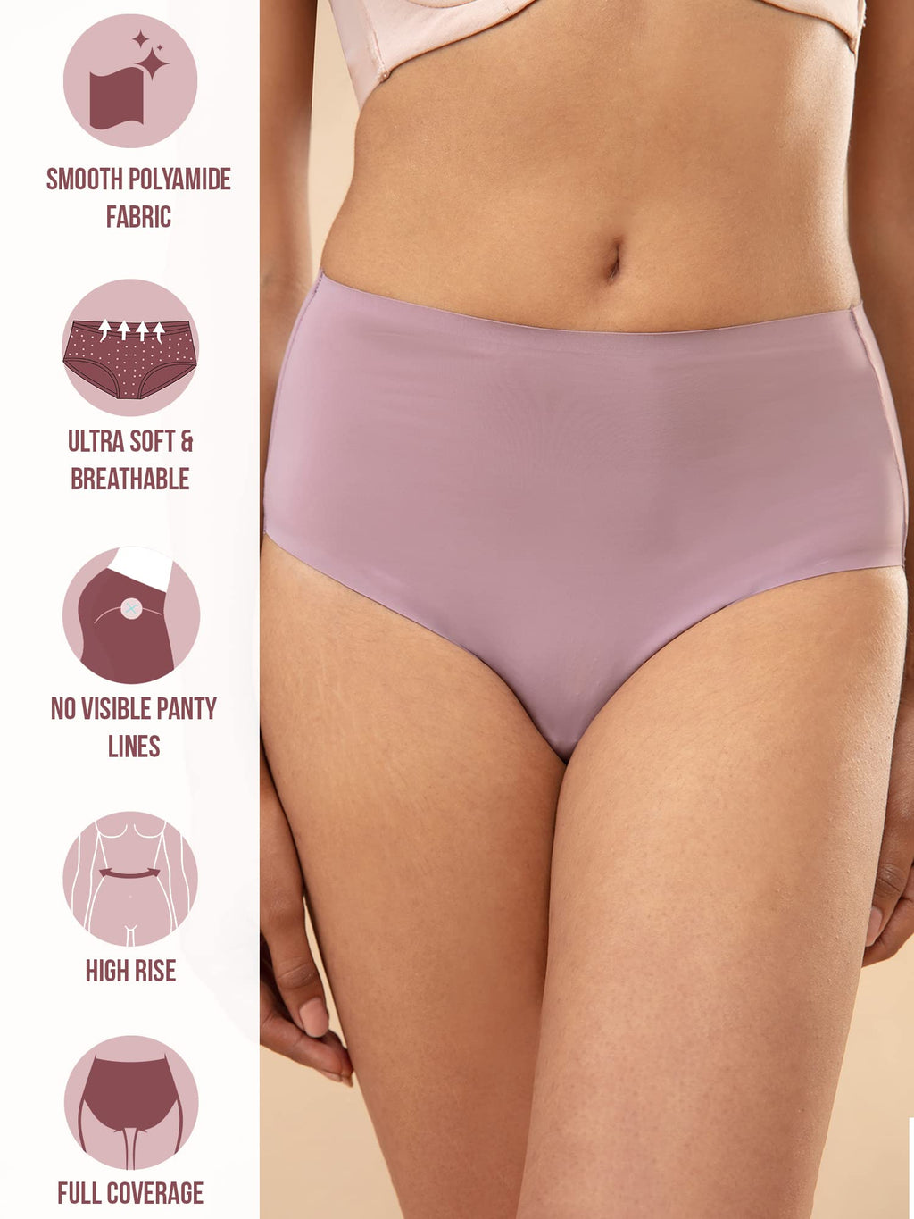 Nykd (Nyp210 Stretchable High Rise Boyshorts Underwear For Women | Ultra Soft, Comfortable & Breathable Fabric With No Visible P