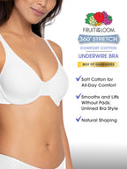 Fruit of the Loom Women's Unlined Underwire Bra-Cotton & Spandex Blend for Natural Shape and Flexibility, Desert Dusk/Grey/Lilac