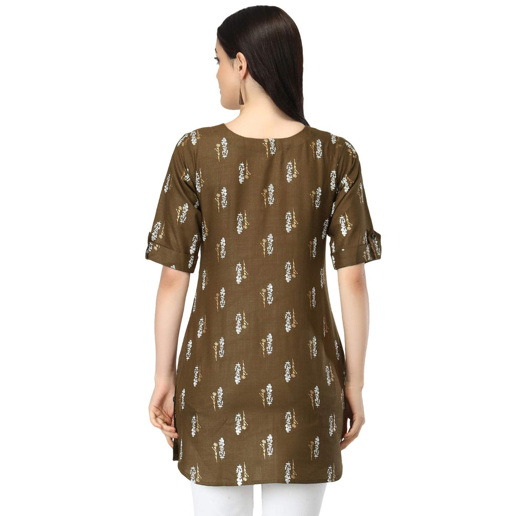 Om Sai Latest Creation Slub Rayon Fully Stitched Anarkali Foil Print Kurti For Women & Girls On Jeans Palazzo Or Skirt (Plus Siz