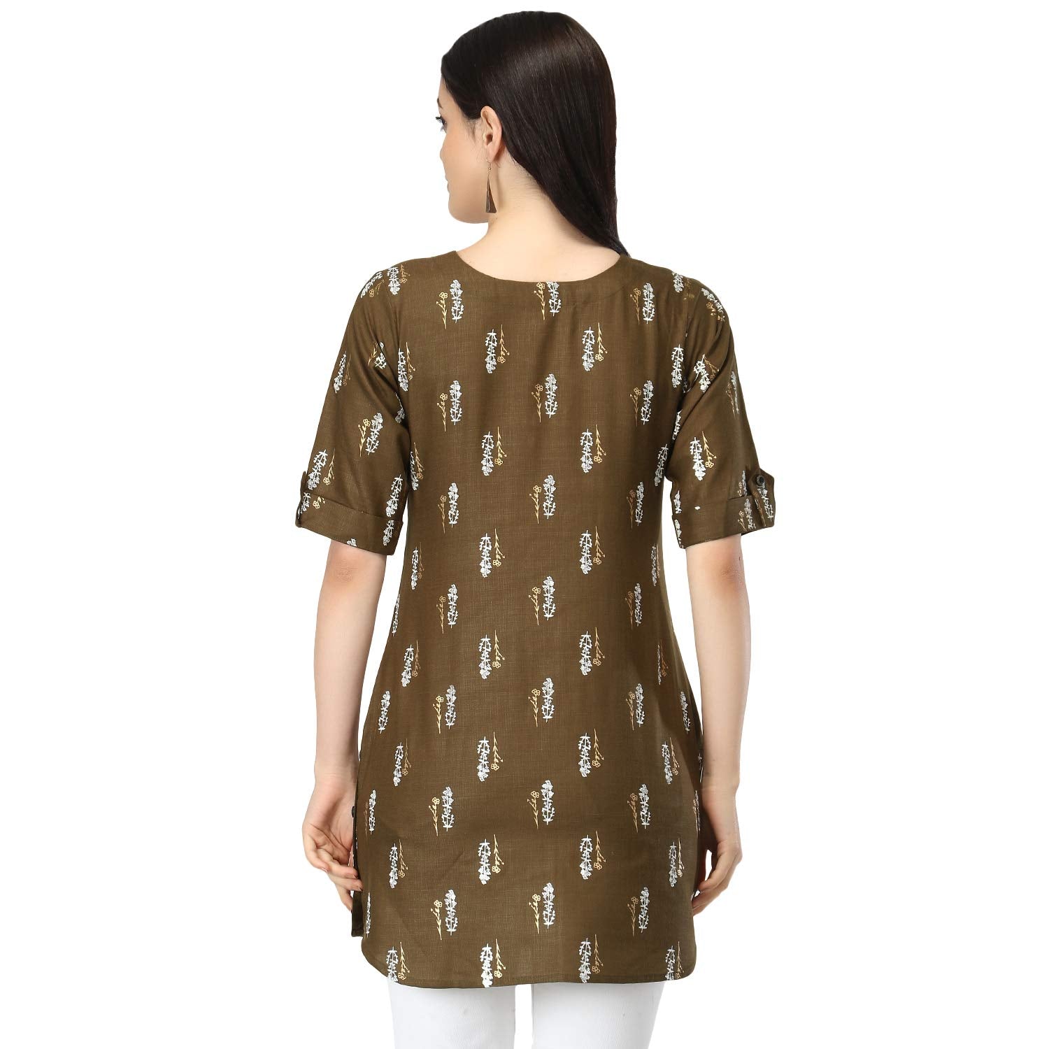 Om Sai Latest Creation Slub Rayon Fully Stitched Anarkali Foil Print Kurti For Women & Girls On Jeans Palazzo Or Skirt (Plus Siz