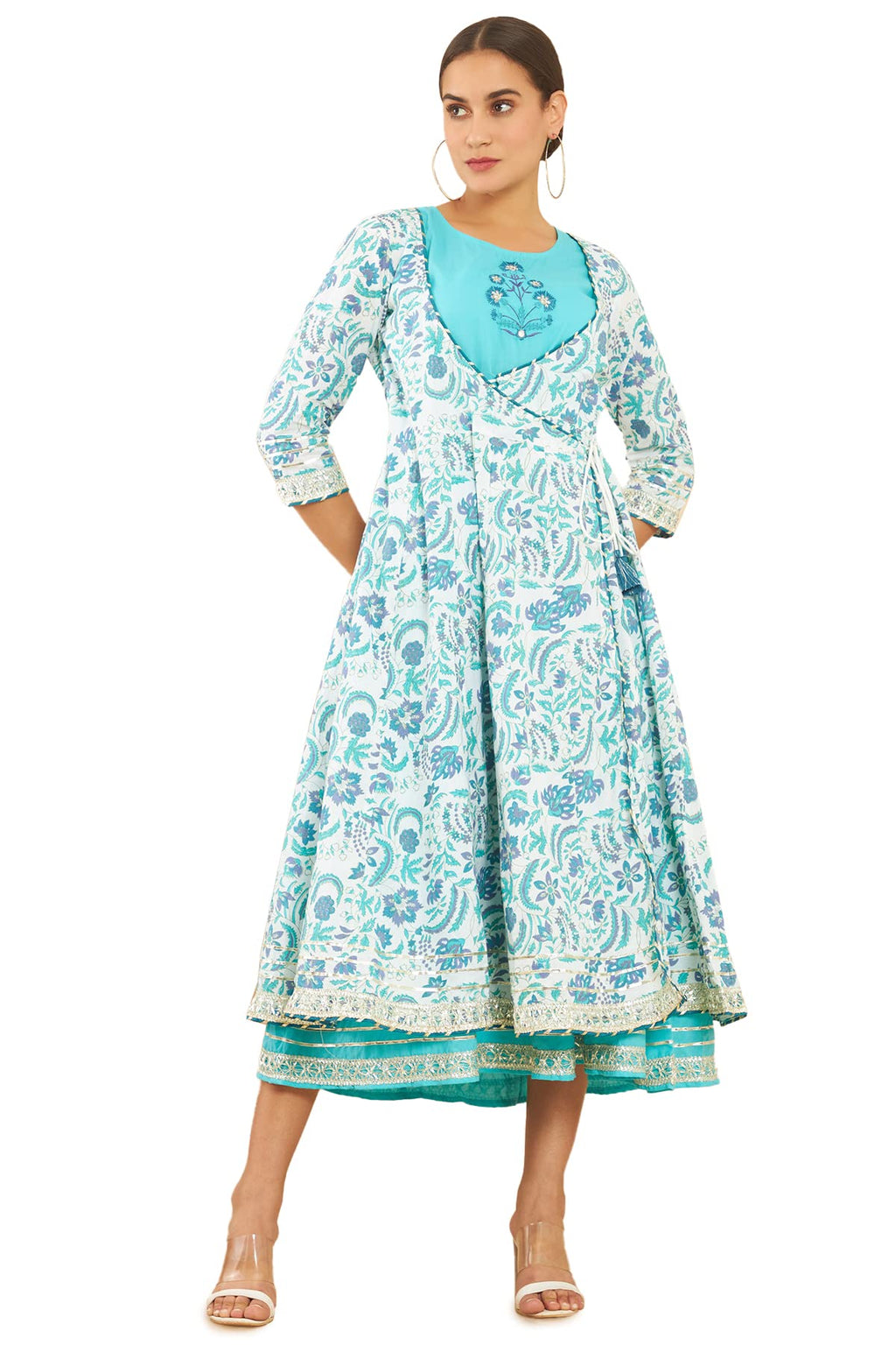 Soch Women Off White Block Print Kurti